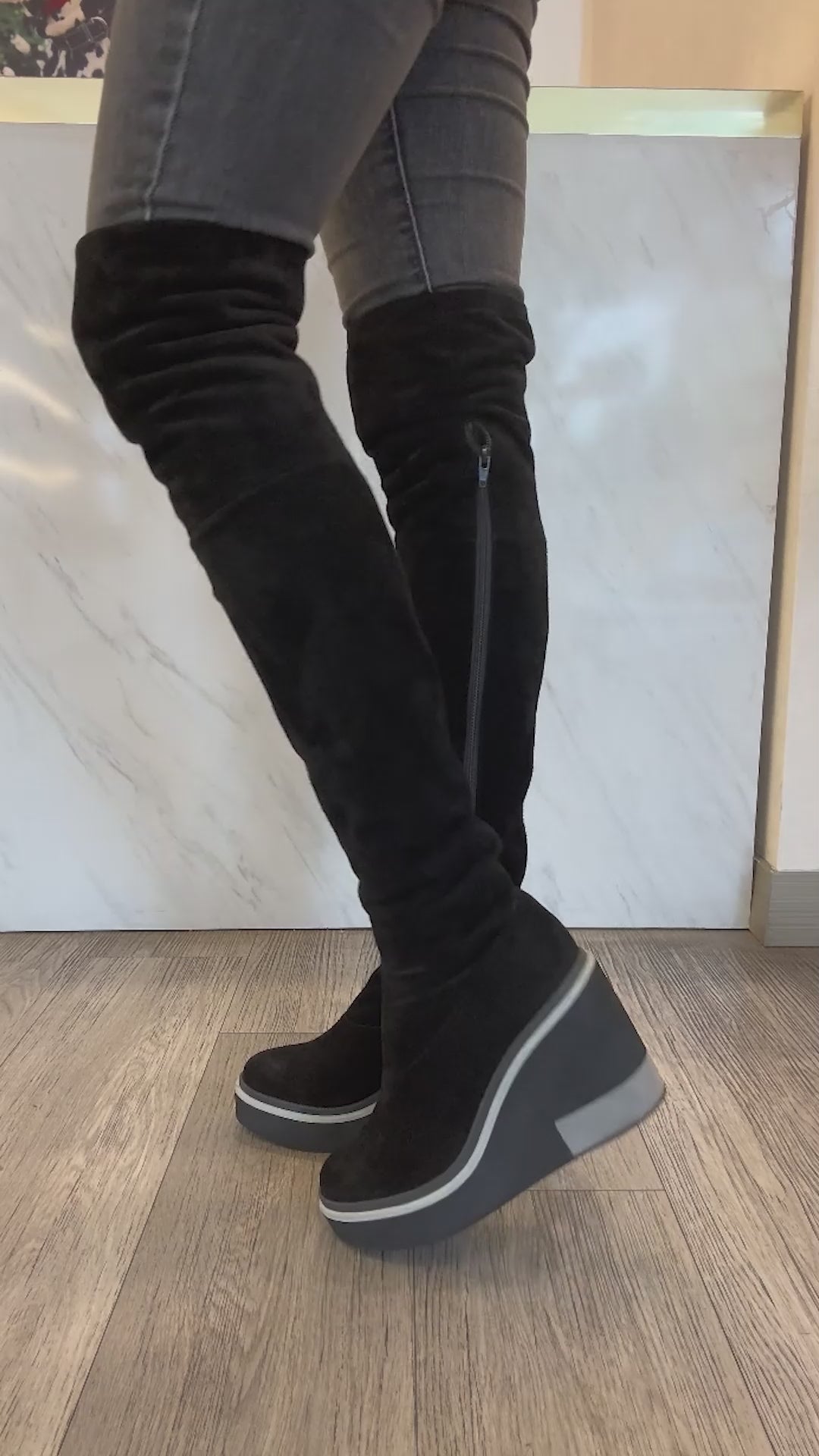 SABINE OVER THE KNEE BLACK BOOTS